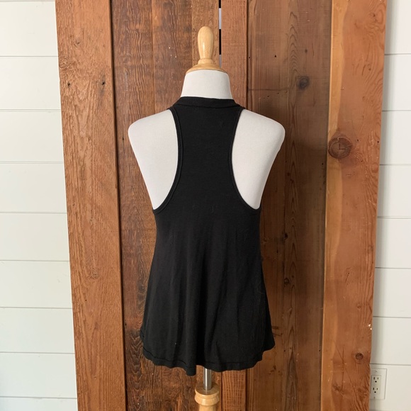 Free People Black Sleeveless Mock Neck Slub Top S - Picture 2 of 3